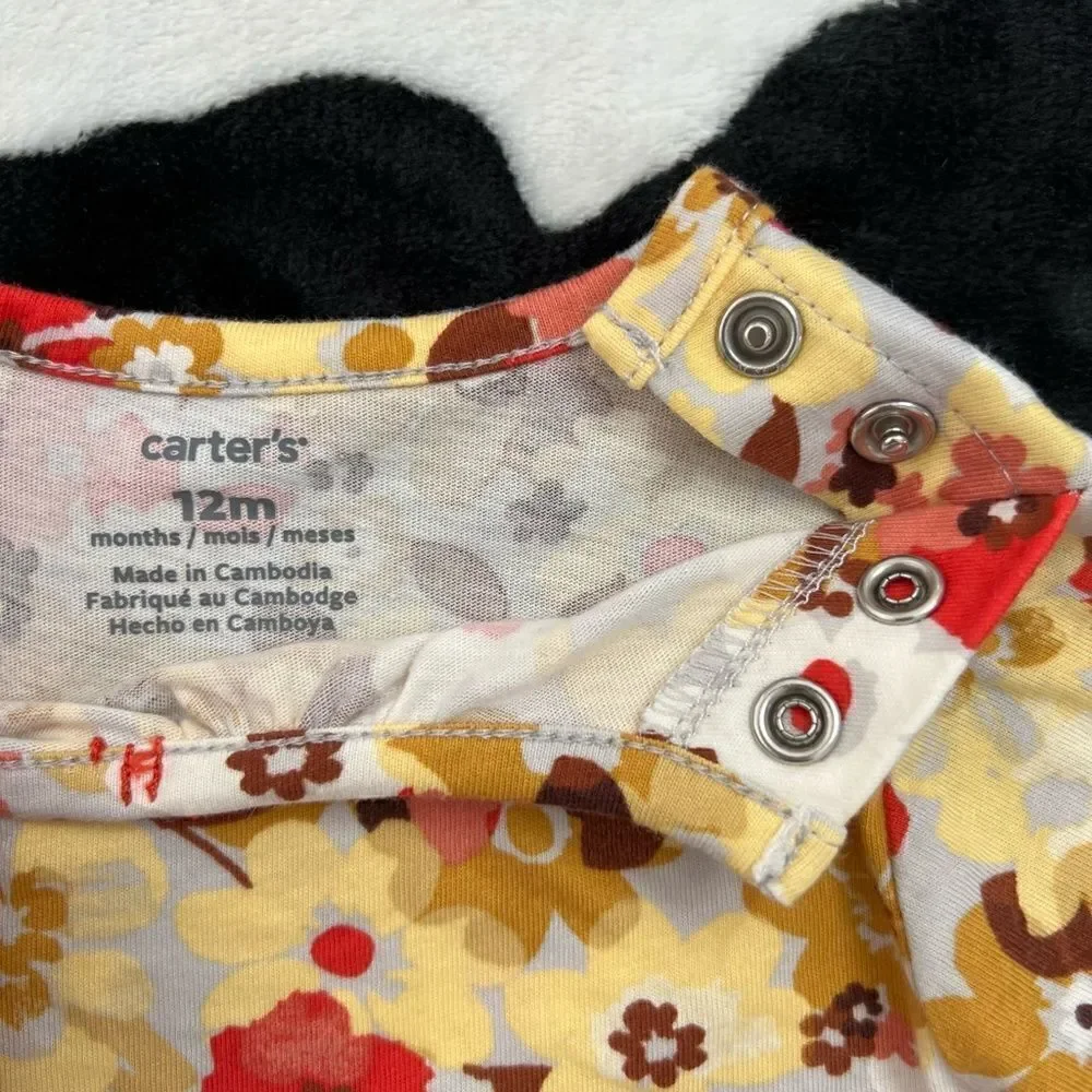 Fall Floral Baby Girl Longsleeve Peplum Bodysuit & Pant Set Size 12 months